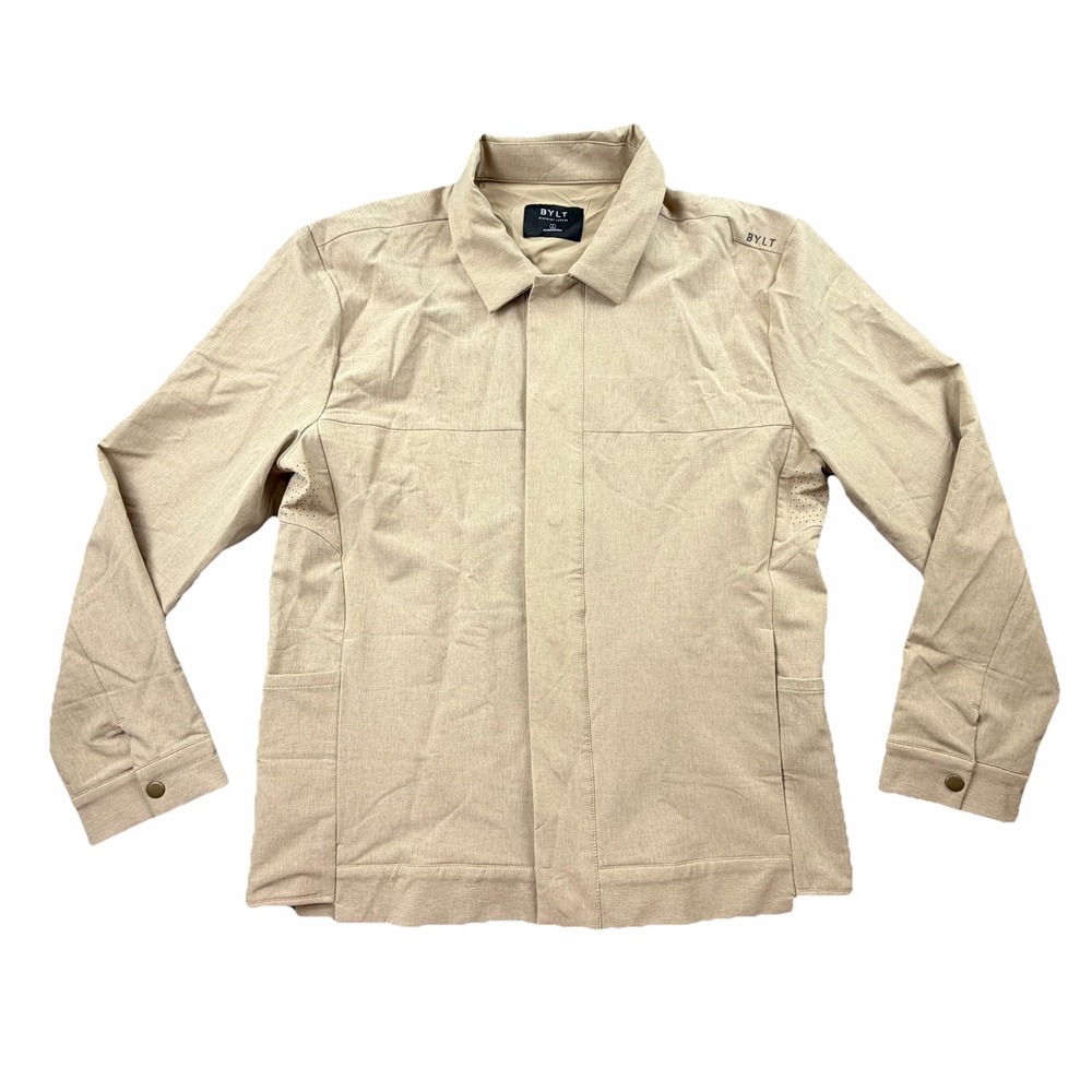 BYLT District Jacket Sand Beige Snap Front Overshirt Large
